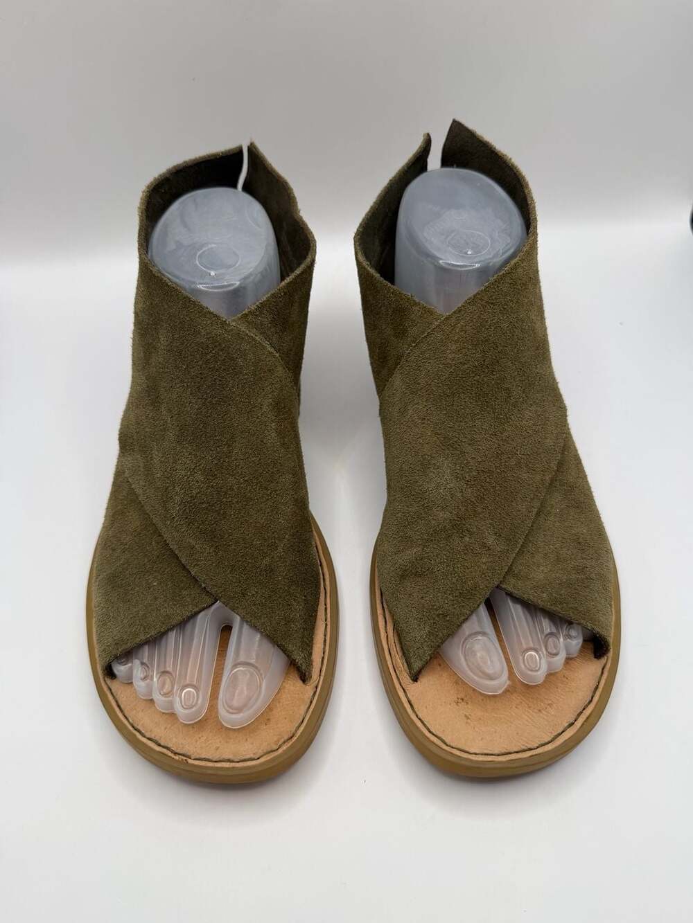 Born Olive Suede Sandals Size 8M Zipper Bootie Shoes